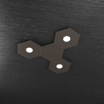 HEXAGON PLAFONIERA 3 LUCI + 1 PLACCA DECORATIVA METALLO MARRONE