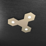 HEXAGON PLAFONIERA 3 LUCI + 1 PLACCA DECORATIVA METALLO SABBIA