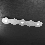 HEXAGON PLAFONIERA 3 LUCI + 2 PLACCHE DECORATIVE METALLO FOGLIA ARGENTO