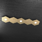 HEXAGON PLAFONIERA 3 LUCI + 2 PLACCHE DECORATIVE METALLO FOGLIA ORO