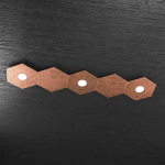 HEXAGON PLAFONIERA 3 LUCI + 2 PLACCHE DECORATIVE METALLO FOGLIA RAME