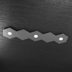 HEXAGON PLAFONIERA 3 LUCI + 2 PLACCHE DECORATIVE METALLO GRIGIO ANTRACITE