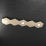 HEXAGON PLAFONIERA 3 LUCI + 2 PLACCHE DECORATIVE METALLO SABBIA