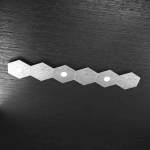HEXAGON PLAFONIERA 3 LUCI + 3 PLACCHE DECORATIVE METALLO FOGLIA ARGENTO