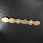 HEXAGON PLAFONIERA 3 LUCI + 3 PLACCHE DECORATIVE METALLO FOGLIA ORO