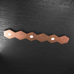 HEXAGON PLAFONIERA 3 LUCI + 3 PLACCHE DECORATIVE METALLO FOGLIA RAME
