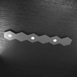 HEXAGON PLAFONIERA 3 LUCI + 3 PLACCHE DECORATIVE METALLO GRIGIO ANTRACITE