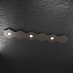 HEXAGON PLAFONIERA 3 LUCI + 3 PLACCHE DECORATIVE METALLO MARRONE