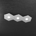 HEXAGON PLAFONIERA 3 LUCI METALLO FOGLIA ARGENTO