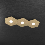 HEXAGON PLAFONIERA 3 LUCI METALLO FOGLIA ORO