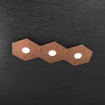 HEXAGON PLAFONIERA 3 LUCI METALLO FOGLIA RAME