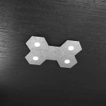 HEXAGON PLAFONIERA 4 LUCI + 1 PLACCA DECORATIVA METALLO FOGLIA ARGENTO