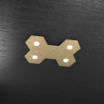 HEXAGON PLAFONIERA 4 LUCI + 1 PLACCA DECORATIVA METALLO FOGLIA ORO