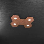 HEXAGON PLAFONIERA 4 LUCI + 1 PLACCA DECORATIVA METALLO FOGLIA RAME
