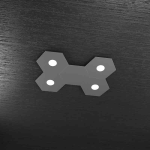 HEXAGON PLAFONIERA 4 LUCI + 1 PLACCA DECORATIVA METALLO GRIGIO ANTRACITE