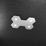 HEXAGON PLAFONIERA 4 LUCI + 1 PLACCA DECORATIVA METALLO GRIGIO 