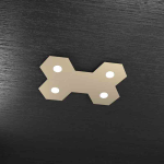 HEXAGON PLAFONIERA 4 LUCI + 1 PLACCA DECORATIVA METALLO SABBIA