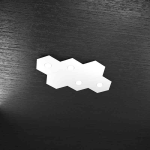 HEXAGON PLAFONIERA 4 LUCI + 2  PLACCHE DECORATIVE METALLO BIANCO
