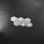 HEXAGON PLAFONIERA 4 LUCI + 2 PLACCHE DECORATIVE METALLO FOGLIA ARGENTO
