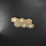 HEXAGON PLAFONIERA 4 LUCI + 2 PLACCHE DECORATIVE METALLO FOGLIA ORO