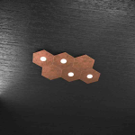 HEXAGON PLAFONIERA 4 LUCI + 2 PLACCHE DECORATIVE METALLO FOGLIA RAME
