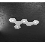 HEXAGON PLAFONIERA 4 LUCI + 2  PLACCHE DECORATIVE METALLO GRIGIO 