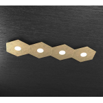 HEXAGON PLAFONIERA 4 LUCI METALLO FOGLIA ORO