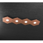 HEXAGON PLAFONIERA 4 LUCI METALLO FOGLIA RAME