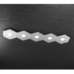 HEXAGON PLAFONIERA 5 LUCI METALLO FOGLIA ARGENTO