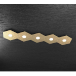 HEXAGON PLAFONIERA 5 LUCI METALLO FOGLIA ORO