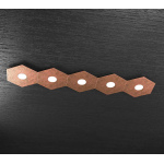 HEXAGON PLAFONIERA 5 LUCI METALLO FOGLIA RAME