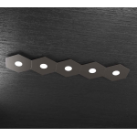 HEXAGON PLAFONIERA 5 LUCI METALLO GRIGIO ANTRACITE