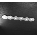 HEXAGON PLAFONIERA 6 LUCI METALLO FOGLIA ARGENTO