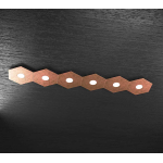 HEXAGON PLAFONIERA 6 LUCI METALLO FOGLIA RAME