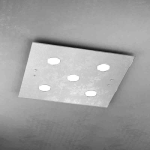 FINE SERIE - PATH PLAFONIERA 5 LUCI QUADRA FOGLIA ARGENTO
