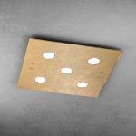 FINE SERIE - PATH PLAFONIERA 5 LUCI QUADRA FOGLIA ORO