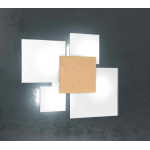 PLAFONIERA 45CM IN VETRO FOGLIA ORO CENTRALE 4 X G9
