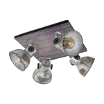 PLAFONIERA BARNSTAPLE 4 X E27 STRUTTURA LEGNO METALLO ZINCATO PATINATO 45 x 45
