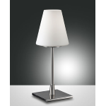LAMPADA DA TAVOLO LUCY BIG 1 X E14 NICHEL SATINATO VETRO SOFFIATO E METALLO