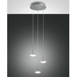 HALE SOSPENSIONE 3 LUCI ALLUMINIO SPAZZOLATO 24W 3000K METALLO E METACRILATO