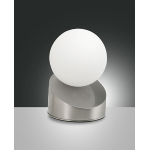 GRAVITY LAMPADA DA TAVOLO NICHEL SATINATO 5W 3000K METALLO E VETRO IN LASTRA