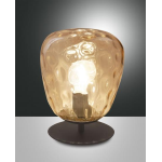 LAMPADA DA TAVOLO METALLO E VETRO SOFFIATO AMBRA 1 X E27 CON INTERRUTTORE