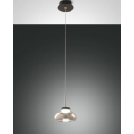 SOSPENSIONE ARABELLA LED 8W 3000K 750 LM METALLO VETRO SOFFIATO FUMÈ