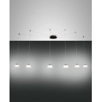SOSPENSIONE ARABELLA 6 LUCI LED 48W 3000K 4530 LM METALLO VETRO SOFFIATO BIANCO