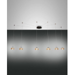 SOSPENSIONE ARABELLA 6 LUCI LED 48W 3000K 4530 LM METALLO VETRO SOFFIATO AMBRA