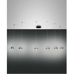 SOSPENSIONE ARABELLA 6 LUCI LED 48W 3000K 4530 LM METALLO VETRO SOFFIATO FUMÈ