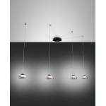 SOSPENSIONE ARABELLA 4 LUCI LED 32W 3000K 3020 LM METALLO VETRO SOFFIATO FUMÈ