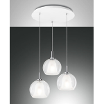 SOSPENSIONE BRETAGNA 3 X E27 METALLO E VETRO BOROSILICATO TRASPARENTE