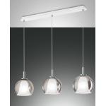 SOSPENSIONE BRETAGNA 3 X E27 METALLO E VETRO BOROSILICATO FUMÈ