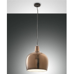 LAMPADARIO SOSPENSIONE GLOSSY 1 X E27 METALLO BRONZO E CERAMICA Ø 320 mm